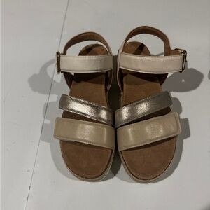 Women’s Sandals with Cream and Gold Straps